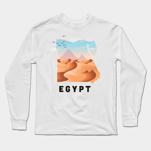 Egypt Travel Map Long Sleeve T-Shirt by nickemporium1